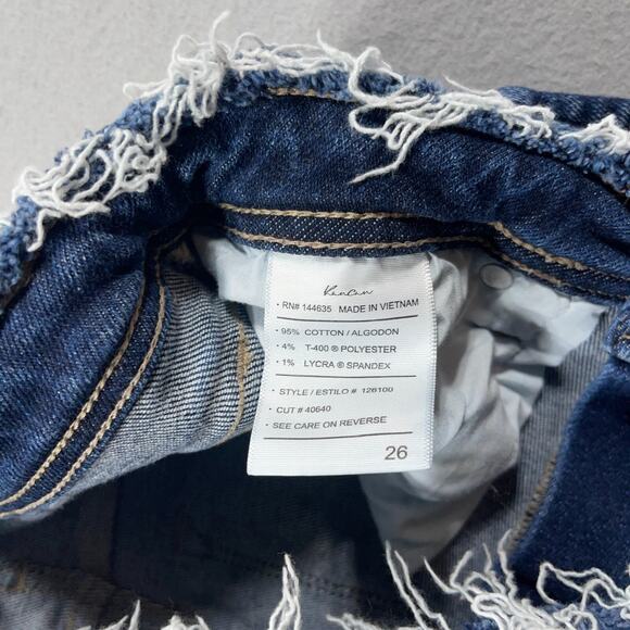 KanCan High Rise Distressed Jeans Women 26โ Button Fly Raw Hem Exclusive Fit - Picture 7 of 11